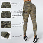Camouflage Yoga Pants With Pockets Women Fitness Leggings Workout Sports Pocket Women Green Leggings Slim Skinny Gym Leggings Pants Push Up Elastic Slim Pants For Autumn And Winter Stevvex