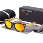 STEVVEX Bamboo Shades Dark Sunglasses Square Night Glasses Polarized Wood Handmade Eyewear For Women and Men With UV400 Protection - SJB-DIAMOND ELITES