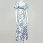 Summer Women Puff Sleeve Floral Printed Dress,Long Dresses,Woman Clothing,Dress Women,Women's Elegant Dresses,Sexy Costume Women