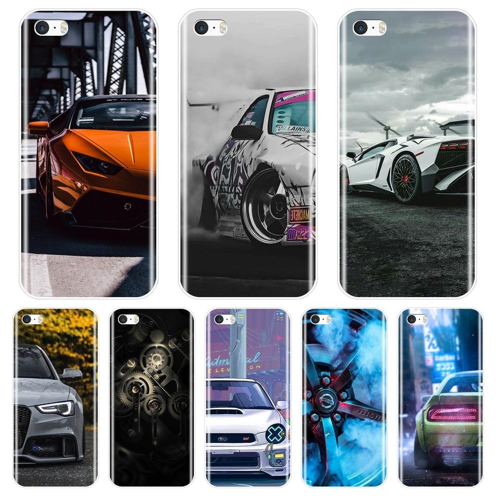 Cute Clear Flexible Silicone Auto  Boys Design Back Cover For iPhone 5 S 5C 5S SE Car Sports Car Cool Men Fashion Silicone Soft Phone Case For iPhone 4 S 4S Case Stevvex