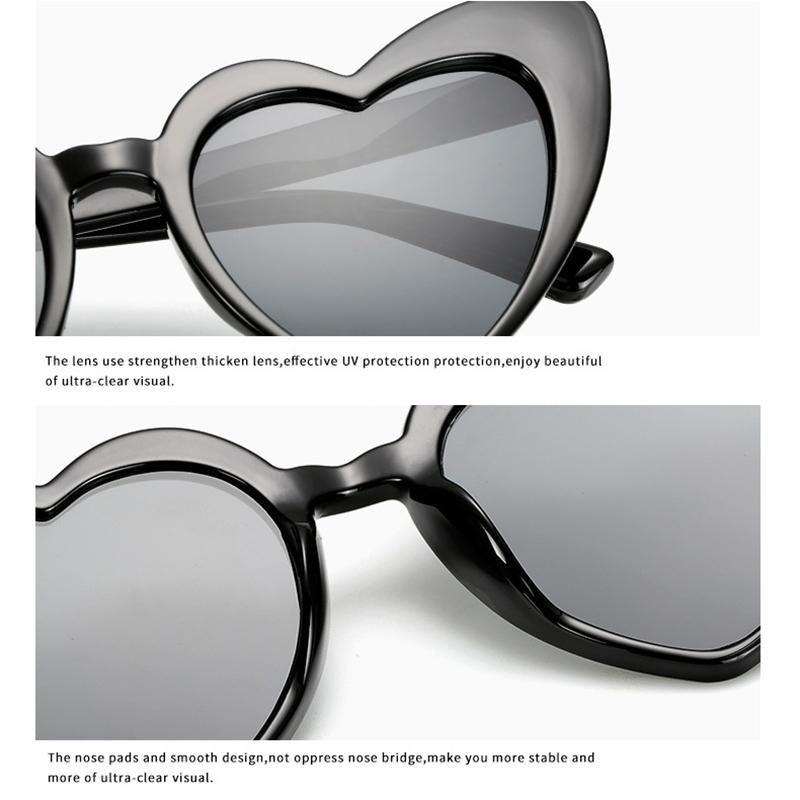 Elegant Retro  Love Heart Sunglasses Women Big Frame Personality Sunglasses Fashion Cute Retro Cat Eye Vintage Sunglasses  For Women and Girl - SJB-DIAMOND ELITES
