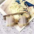 Luxury Modern Pearl Handmade Baby Girls Bowknot Crown Headband Lace Elastic Hair Band Bow For Girls Baby