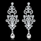 TREAZY Fashion Crystal Wedding Drop Earrings for Women Silver Color Bridal Dangle Earrings Brides Gifts Birthday Party Jewelry