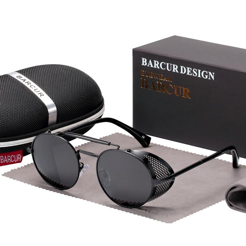 Luxury Round Metal Polarized Steampunk Round Sunglasses Retro sun glasses Glasses Vintage Style For Men and Women With UV400 Protection - SJB-DIAMOND ELITES