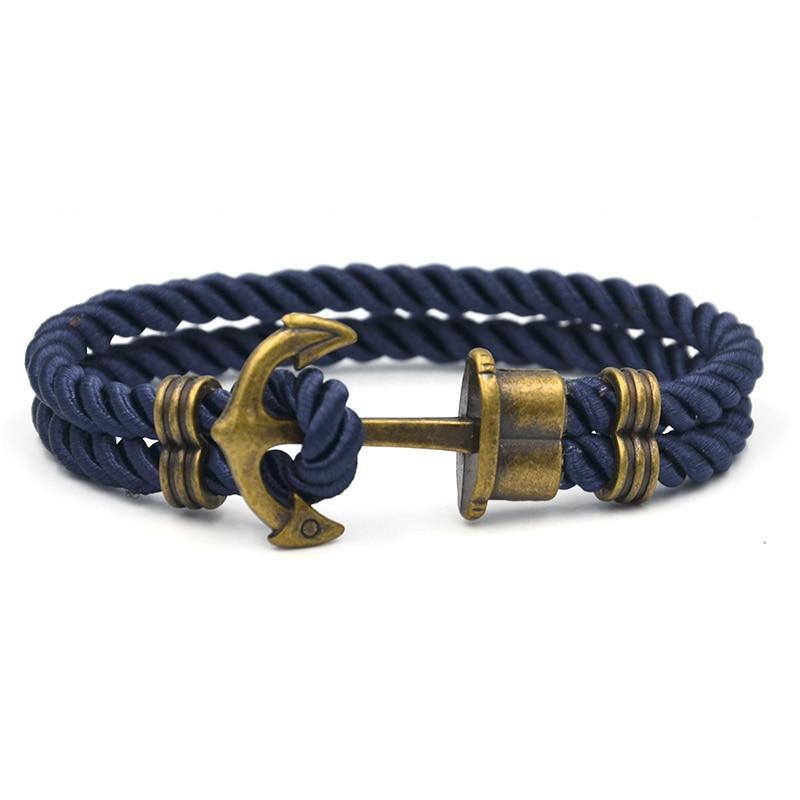 Luxury Modern Handmade Stainless Stell Men Anchor Bracelet made of Nylon in Navy Blue Color For Man - SJB-DIAMOND ELITES