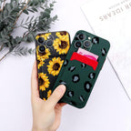 Charming Silicone Soft Anti-Scratch Cases For iPhone 13 Pro Max Case Silicone Wallet Card Holder Cover For iPhone 13 Mini 13ProMax 13Pro Flower Butterfly Beautiful Design Card Holder iPhone Case Stevvex
