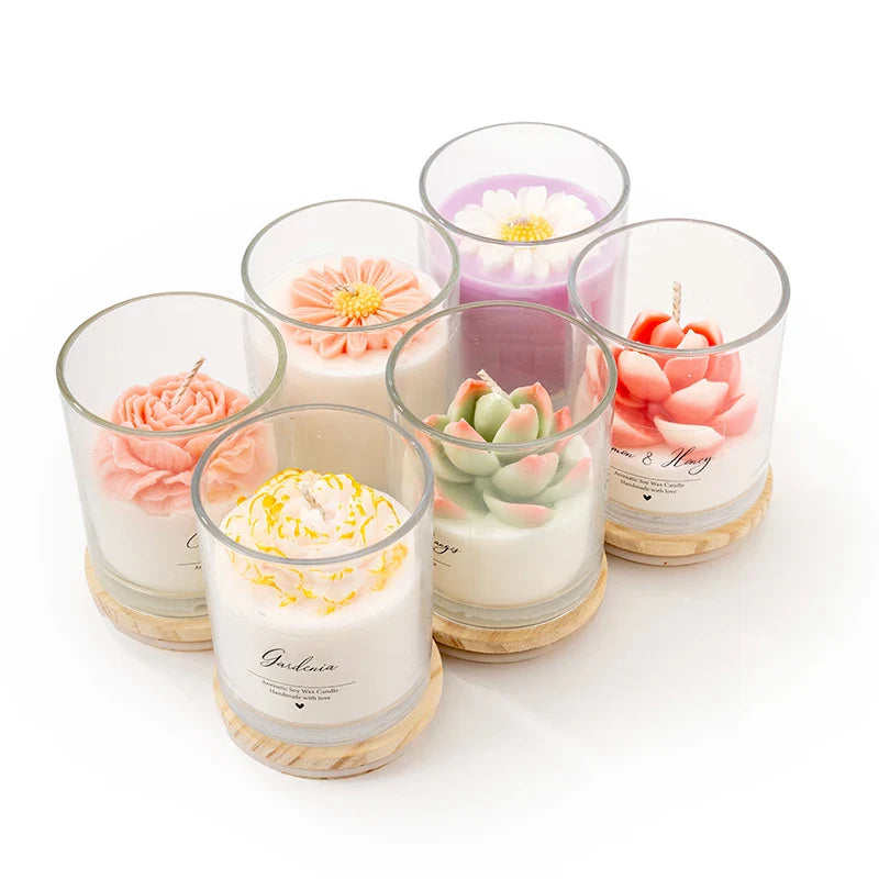 AIKUN 8CM*9CM Natural Purple Soybean Scented Candle Adorned with White Daisy Flowers Aromatherapy Home Decor Eco-Friendly Gift