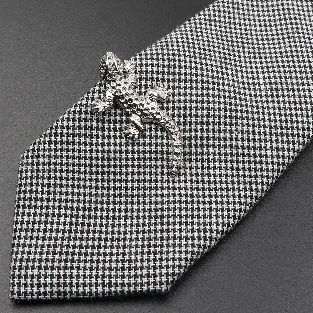 Unique Stainless Tie Clips Guitar Lizard Shaped Tie Clips Tie Clip Classic Tie Bar Clip Regular Trendy Durable Metallic Necktie Clips Wedding Business Ties Necktie Clips Pin For Mens Ideal Gift Stevvex