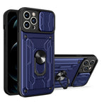 Shockproof Case for iPhone 13 12 11 Pro Max With Card Slot Ring Stand Camera Protection Phone Cover for iPhone XR XS Max Removable Card Holder Ring Holder Shockproof Protection Cover Stevvex