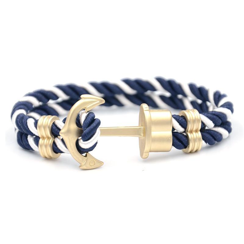 Luxury Modern Handmade Stainless Stell Men Anchor Bracelet made of Nylon in Navy Blue Color For Man - SJB-DIAMOND ELITES