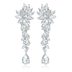 TREAZY Fashion Crystal Wedding Drop Earrings for Women Silver Color Bridal Dangle Earrings Brides Gifts Birthday Party Jewelry