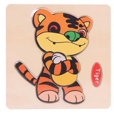 Baby Toys Wooden 3D Puzzle Cartoon Animal Intelligence Kids Educational Brain Teaser Children Tangram Shapes Learning - SJB-DIAMOND ELITES