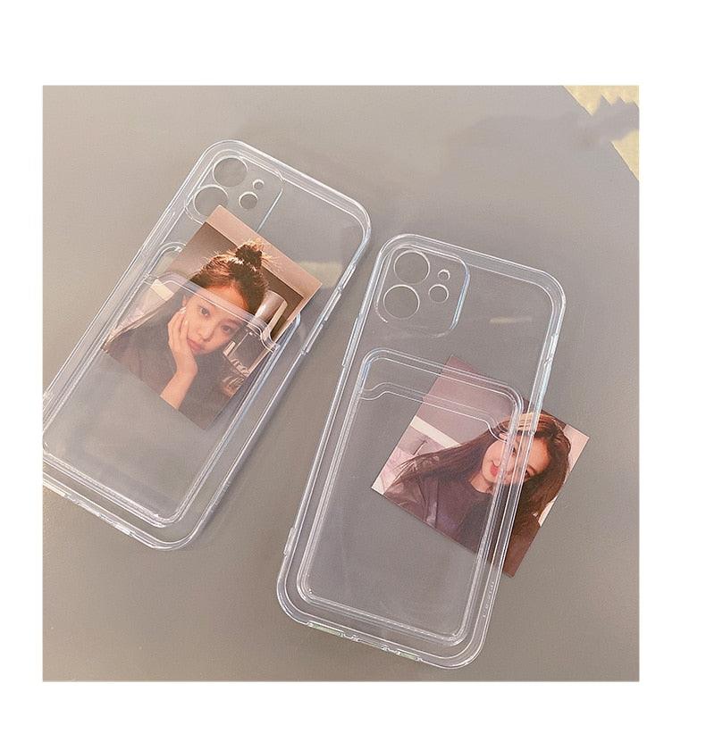 Transparent Mobile Phone Case For iPhone 11 12 13 14Mini case For iphone 11 Pro X XS Max XR 7 8 Plus SE Case Cover Soft Silicone Wallet Card Holder Stevvex