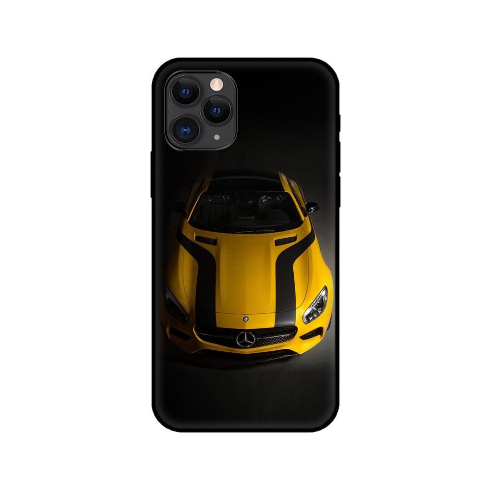 Black Case For Iphone  5 5s SE 2020 6 6s 7 8plus x 10 XR XS 11 12 13 Mini Pro MAX Silicon Cover Car Design Matte Black Silicone Back Cover For iPhone Stevvex