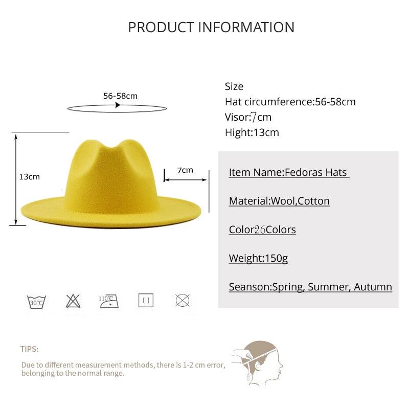 New Adjustable Unisex Wool Fedora Hat Luxury Wide Brim Fedora Floppy Hat Gentleman Elegant Winter Autumn Wide Comfortable Soft Hat Outdoor Wide Brim Hat With Strap Stevvex