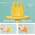 Big Baby Feeding Unique Spoon And Fork Set  Soft Silicone Feeding  Flatware  Safe Training Spoon For Baby Girls And Boys