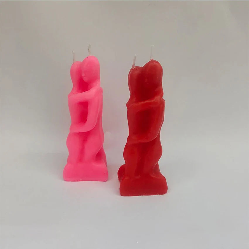 Male And Female Couple Embracing Candles Decoration Lovers Couple Candle Love Ritual Fall In Love With Me Spell, Red, Pink Lootquake LLC
