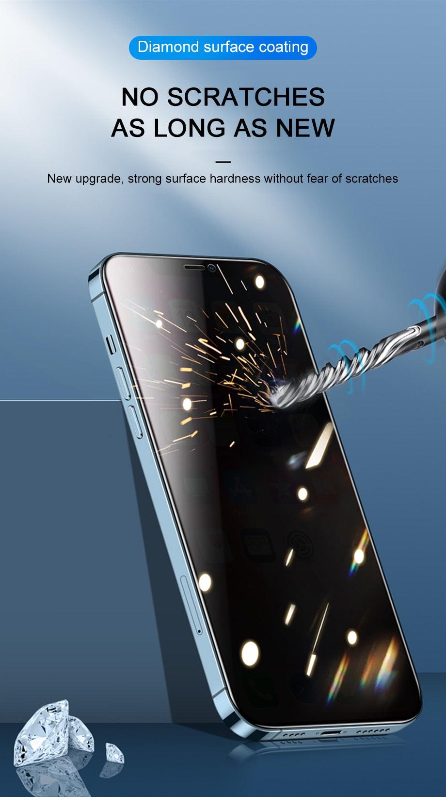 8K Privacy Protective Glass For iPhone 11 12 13 14 Pro Max XR Anti Spy Tempered Glass For iPhone 14 13 12 Screen Protector Film Edge to Edge Case Friendly Screen Protection Film Stevvex