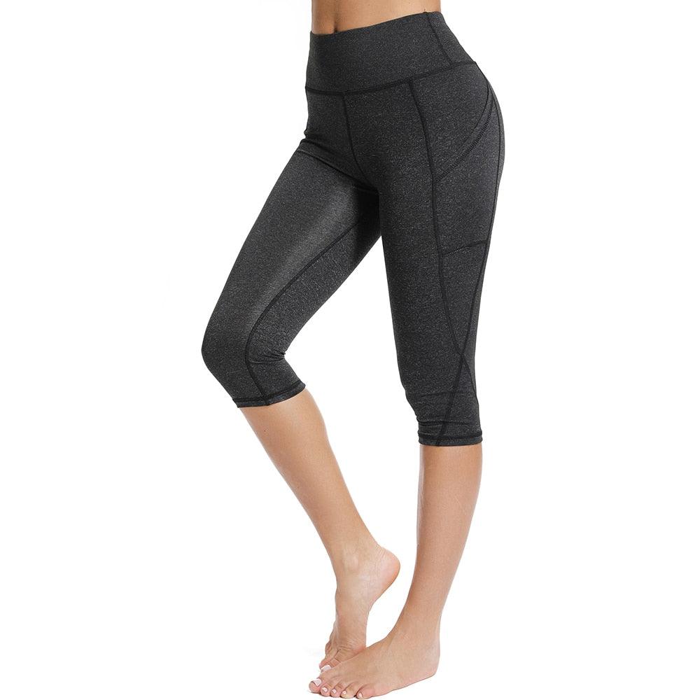 Casual Women's Yoga Pants Gym Fitness Sports Cropped Leggings Pocket Slim Pants Female Solid Color Women's Seamless Scrunch Legging Workout Leggings For Women Lift Tight Gym Yoga Home Pants Stevvex