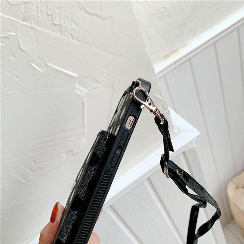 Luxury Little Dots Wallet Shoulder Strap Phone Case For iPhone 14 14Pro Max 13 12 Mini 11 Pro XSXR 7 8 Plus Leather Wallet Case with Card Holder Neck Strap Wrist Strap Pocket Cover Stevvex