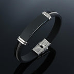 Stainless Steel Bracelet Men Wrist Band Black Grooved Rudder Silicone Mesh Link Insert Punk Wristband Stylish Casual Bangle Cool Gift - SJB-DIAMOND ELITES
