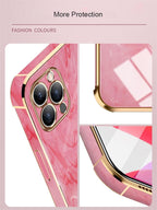 Luxury Shockproof Soft Case For iPhone 13 12 11 Pro Max XS XR X R 8 7 Plus iPhone12 12Pro iPhone11 Marble Texture Covers  Luxury Love Phone Case Cute Side Small Heart Pattern Soft Shockproof Full Lens Case for iPhone Stevvex