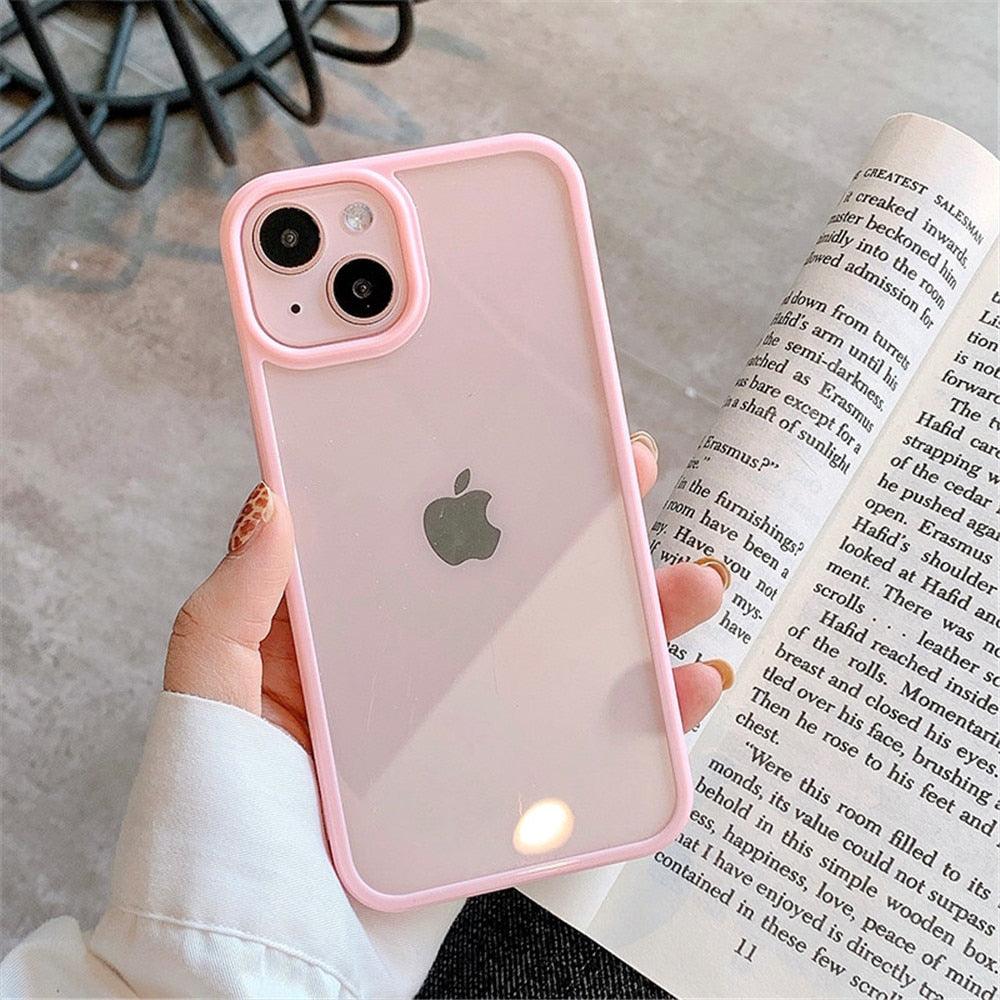 Unisex Cute Shockproof Silicone Bumper Phone Case For iPhone 14 11 12 13 Pro Max Colorful Transparent Protection Back Cover Silicone Protective Cover For iPhone Stevvex