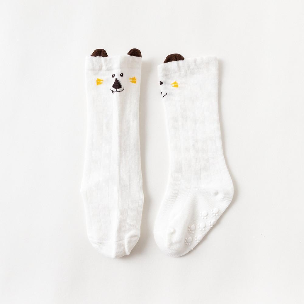 White Baby Sock Non Slip Cotton Long Socks Newborn Knee High Socks For Baby Girls Super Elastic Cute Design Stevvex