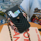 Luxury Wallet Bag Phone Case For iPhone 14 13 12 MINI 11 Pro XR XS Max 6 7 8 Plus Silicone Card Pocket Strap Cover With Lanyard Crossbody Chain Card Holder Slot Handbag Wrist Strap Protective Cover Stevvex