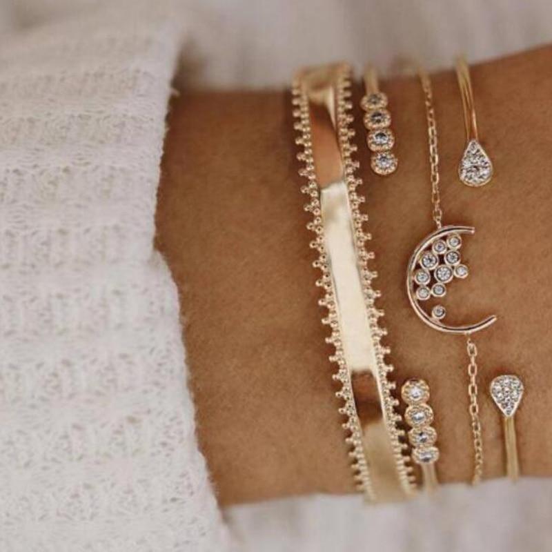Bohemian Gold Tassel Bracelets For Women Summer Shell Clear Crystal Stone Luxury Jewelry - SJB-DIAMOND ELITES