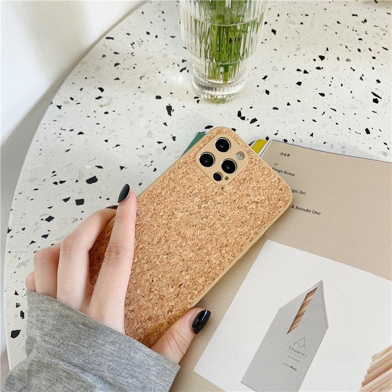 Simple Wood Compress Sawdust Phone Case For iPhone 14 13 Pro Max 12 11 X XR XS 6 7 8 Plus Solid Shockproof Breathable Cover Ultra Thin Full Body Dustproof Anti Fingerprint Scratch-Resistant Case iPhone Stevvex