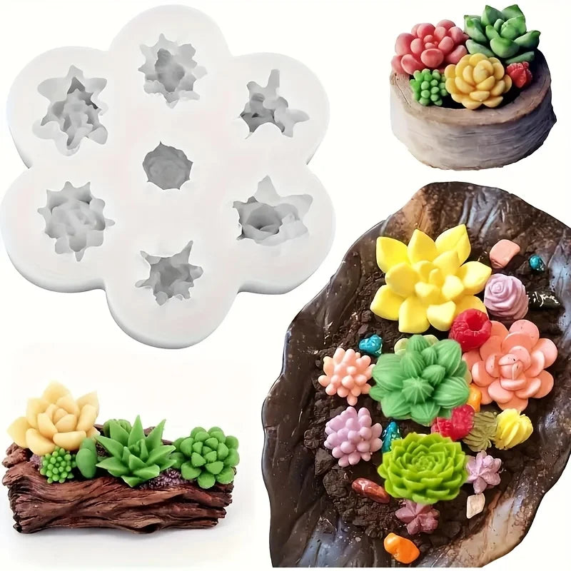 Succulent Plant Candle Mold 3D Succulent Silicone Mold Is Used for Scented Candle Resin Casting, Dessert Cake Decoration Lootquake LLC