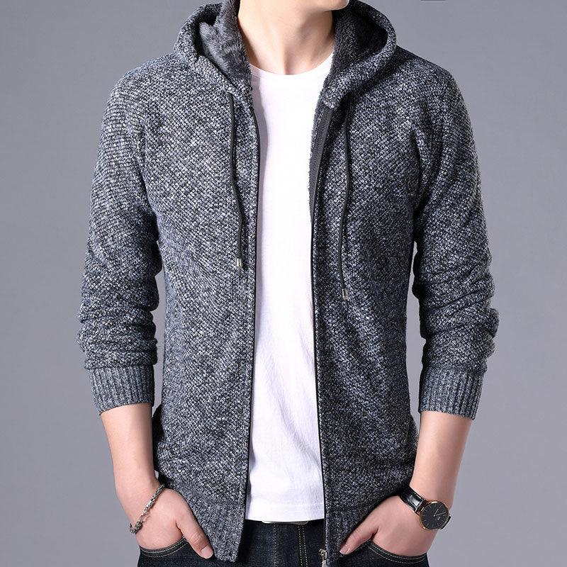 New Autumn Winter Jacket Men Warm Casual Slim Fit Fleece Jacket Elegant Jackets For Men Warm Soft Sweater Solid Jackets Casual Business Men Clothing Lightweight Hooded Jackets Stevvex