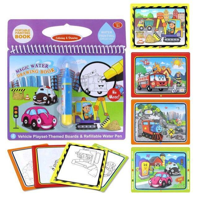 Reusable Magic Water Drawing Book With Pen Coloring Painting Book Drawing Board Juguetes Education Learning Toys for Children - SJB-DIAMOND ELITES