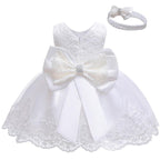 Modern luxury Baby Elegant Baby Girls 1st Year Birthday Dress Halloween Costume Party Dress For Baby And Girls With Big Bow And Modern Unique Colors