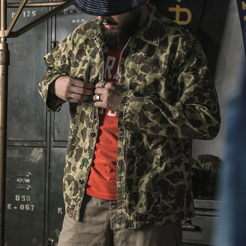 Bronson Mfg USMC P-44 Duck Hunter Camo Jacket Vintage Men's HBT WW2 Reproduction Pi-Mart