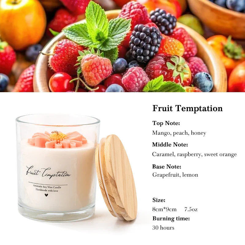 AIKUN 8CM*9CM Natural Purple Soybean Scented Candle Adorned with White Daisy Flowers Aromatherapy Home Decor Eco-Friendly Gift