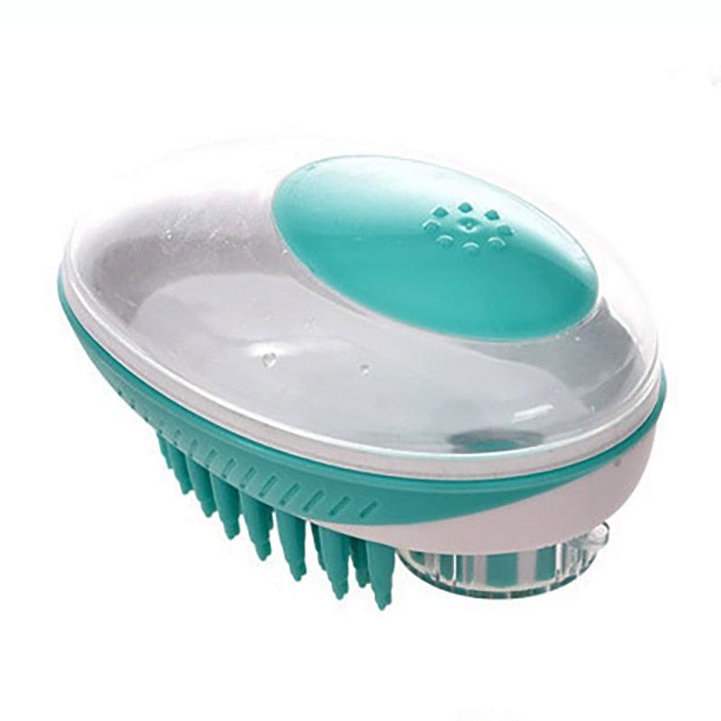 Pet Dog Cat Bath Brush 2-in-1 Pet  Massage Comb Soft Silicone Pet Shower Hair Grooming Comb Dog Cleaning Tool Pet Supplies Pet Brush Bath Massage Brush Shampoo Dispenser for Pet Stevvex