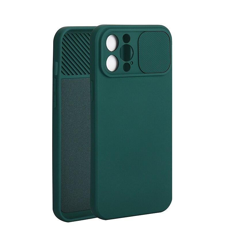 Sliding Lens Protective Silicone Case For iPhone 11 Pro Max Mini 12 Pro 13 Push Cover iphone Slide Camera Cover Case with Camera Lens Protector Cover Silicone Bumper Slim Phone Cover Compatible with iPhone Stevvex