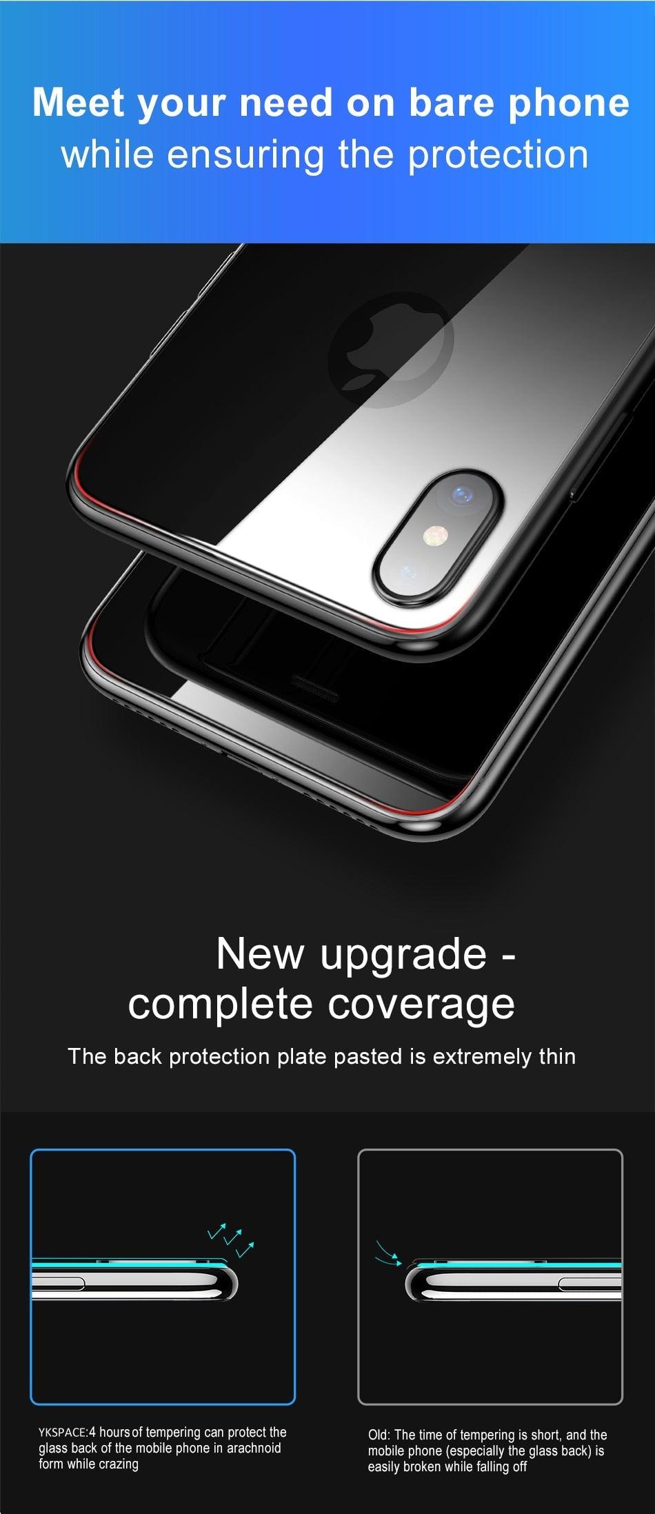 Back 9H Tempered Glass For iPhone 14 Plus 13 12 mini 11 Pro X XR XS Max Rear Screen Protector Protective Film Gold Black White Anti Scratch Edge to Edge Coverage Back Glass for iPhone Stevvex