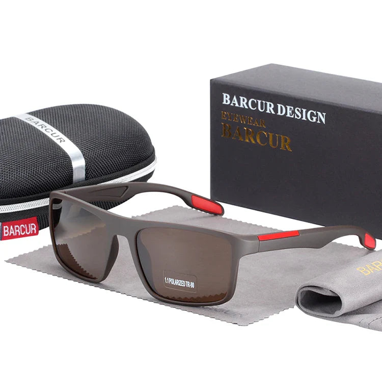 BARCURTR90 Ultralight Polarized Sunglasses for Men Vintage Square Eyewear with UV400 Protection for Summer Stevvex