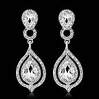 TREAZY Fashion Crystal Wedding Drop Earrings for Women Silver Color Bridal Dangle Earrings Brides Gifts Birthday Party Jewelry