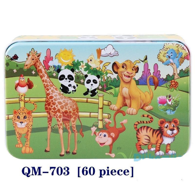 New 60 Pieces Wooden Puzzle Kids Toy Cartoon Animal Wooden Puzzles Child Early Educational Learning Toys for Christmas Gift - SJB-DIAMOND ELITES