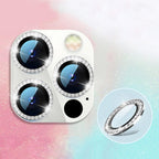 2023 New Diamond Bling Metal Ring Glass Protective Cap For iPhone 14 13 12 11 Pro Max Mini Camera Lens Circle Protector Paste Tempered Glass Camera Cover Camera Lens Protector Stevvex