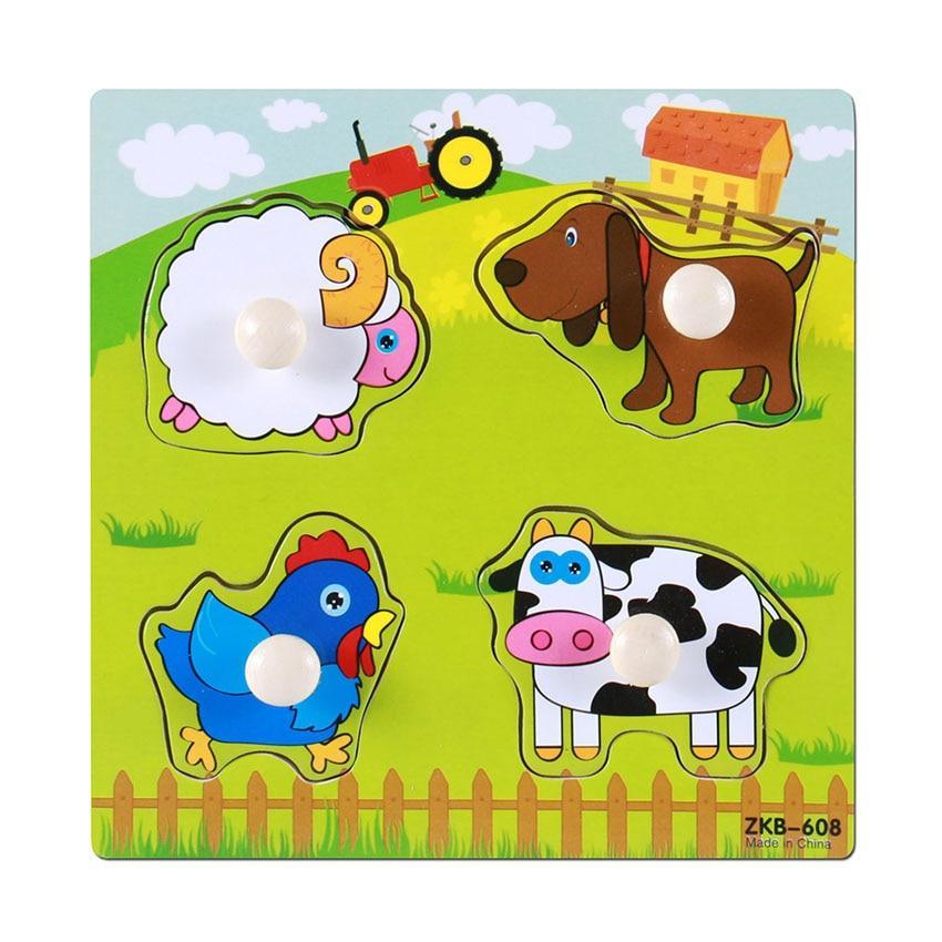 New Hand Grab Board Wooden Puzzle Toys for Children Cartoon Animal Fruit  Kids Baby Early Educational Learning Toy - SJB-DIAMOND ELITES