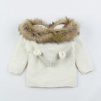 Modern Luxury Winter Warm Newborn Baby Boy Girl Knit Hooded Coat Fur Collar Jacket Clothes FOr Boys and Girls