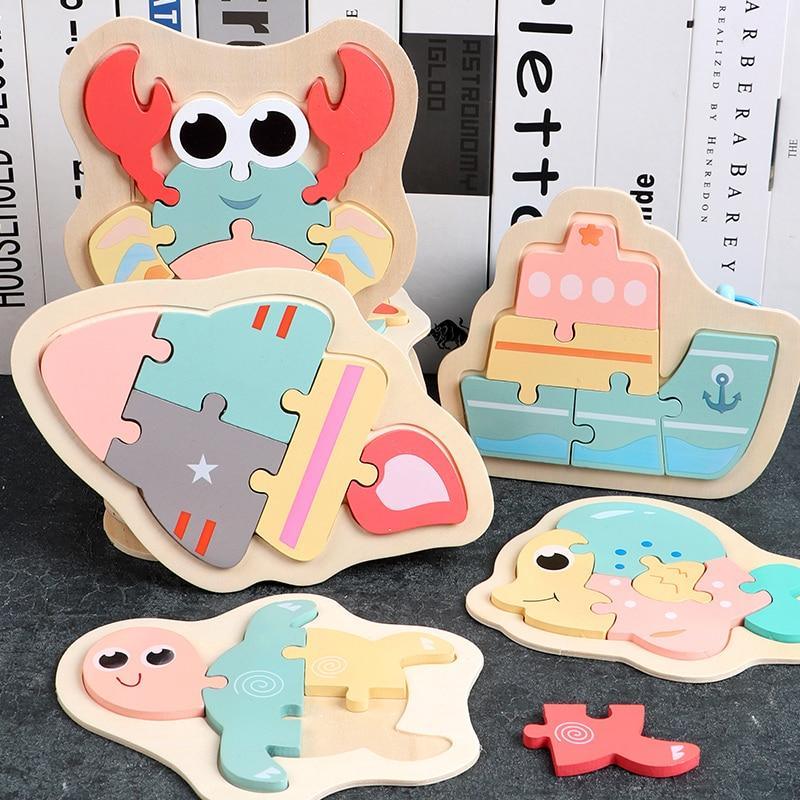 Wooden Children Colorful Animal Stevvex Puzzle for Toddler Creative Puzzle Early Educational Toys for Boys and Girls 2-4 - SJB-DIAMOND ELITES