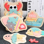Wooden Children Colorful Animal Stevvex Puzzle for Toddler Creative Puzzle Early Educational Toys for Boys and Girls 2-4 - SJB-DIAMOND ELITES