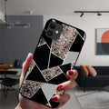 Unique Abstract Ultra Thin Sparkle Soft Silicone Case For iPhone XS Max 8 7 Plus X XR 6 6S 5S Mini Black Phone Case Marble Geometric Art Soft Silicone Cover Stevvex