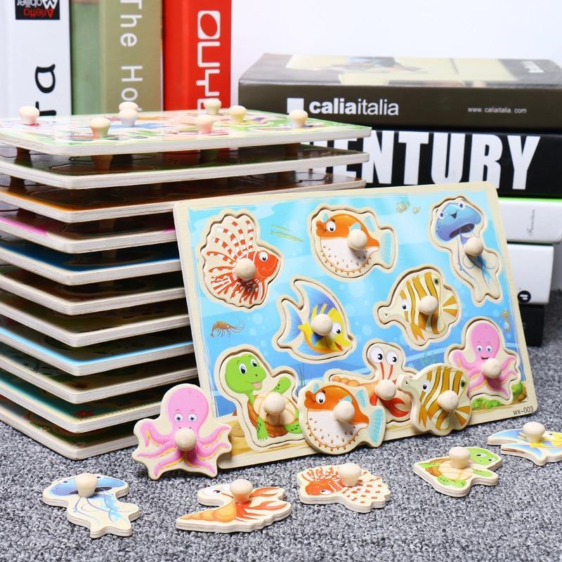 New Hand Grab Board Wooden Puzzle Toys for Children Cartoon Animal Fruit  Kids Baby Early Educational Learning Toy - SJB-DIAMOND ELITES